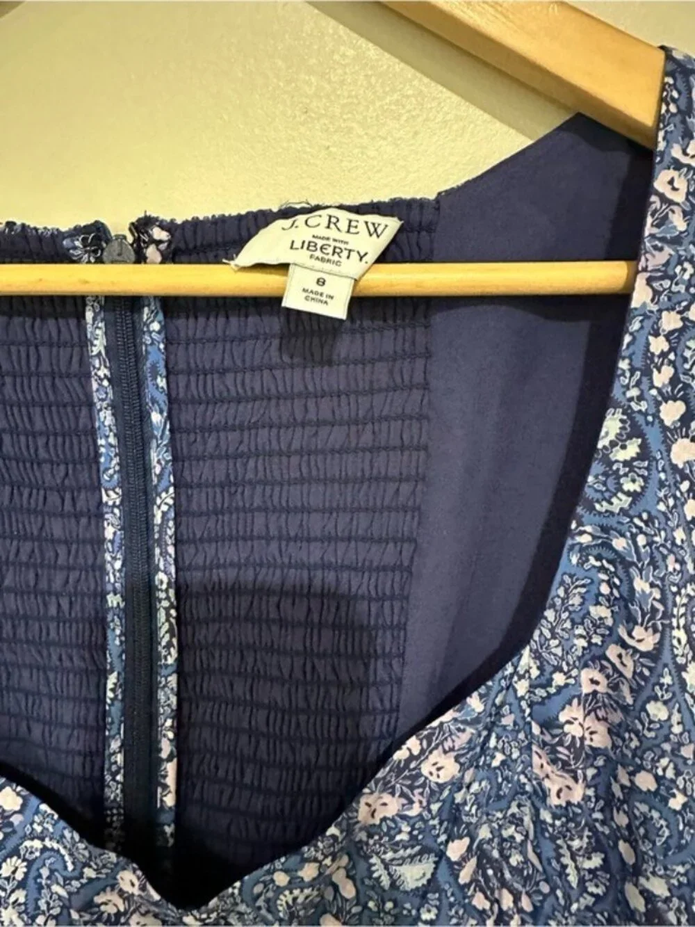 Crew Liberty Fabric Blue Floral Milkmaid Mini Dress Cottagecore 8